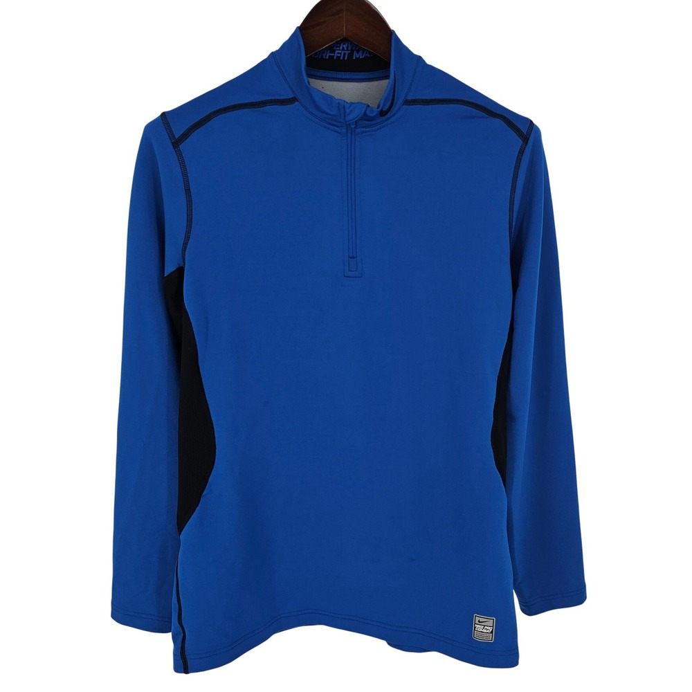 Nike Pro Combat Hyperwarm Dri‑Fit Max 1/4 Zip Pullover Blue Men Large 543596‑494